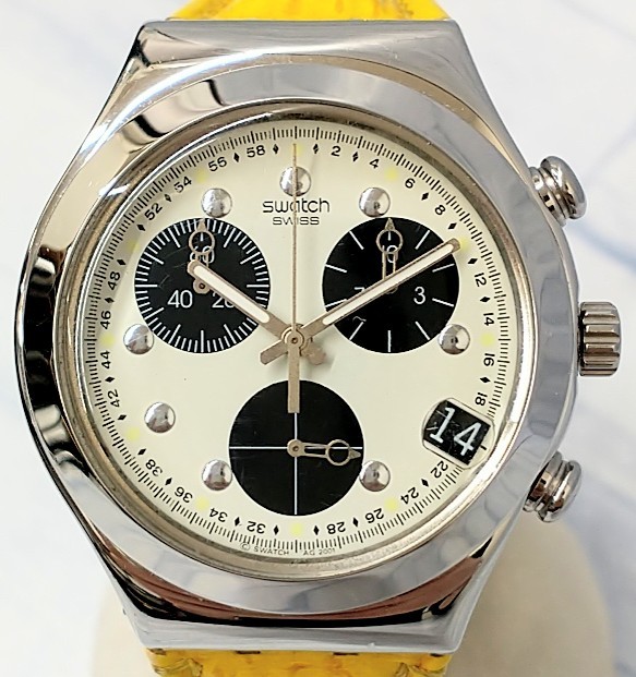 スウォッチ V8 時計 IRONY HIGERI 腕時計 メンズ クォーツ デイト クロノグラフ 白文字盤 6針の画像1