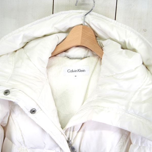 カルバンクライン Calvin Klein 裏起毛フーデッドダウンジャケット(XS)ホワイト_画像2