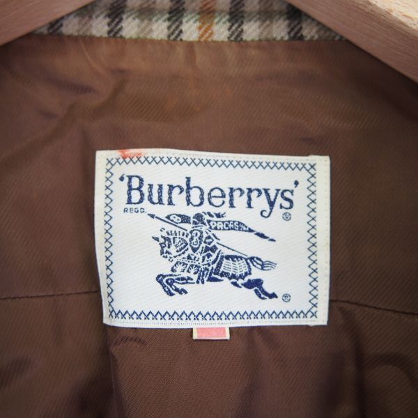 90s バーバリー Burberrys スタンドカラーチェック柄包み釦ウールジャケット(11AB2)ブラウン系の画像5