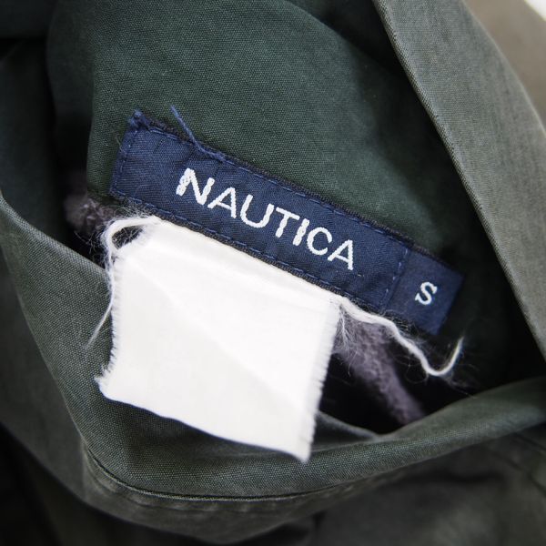 ノーティカ NAUTICA 裏フリースリバーシブルコットンジップブルゾン*フードインパーカー(S)カーキグリーン/グレー_画像4