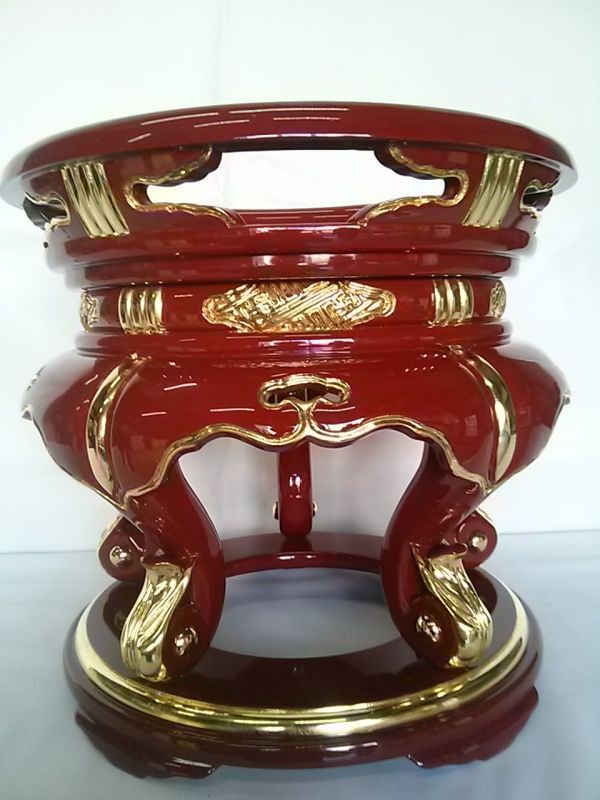 ◇新品◇木製朱塗面金 丸金台 1尺3寸◇馨子台 馨子 リン台 大徳 ◇新品◇木製朱塗面金 丸金台 1尺3寸◇馨子台 馨子 リン台 大徳
