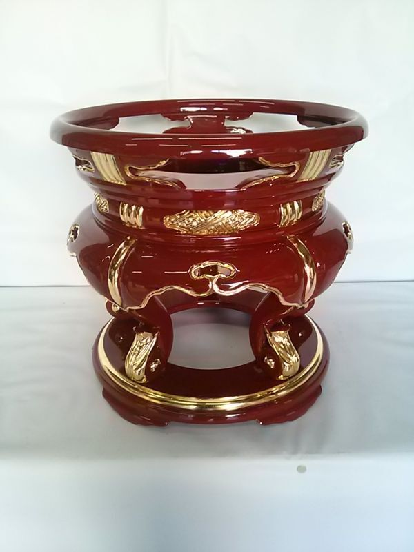 ◆新品◆木製朱塗面金 丸金台 1尺1寸◆馨子台 馨子 リン台 大徳寺リン おりん 木魚 木魚台 仏壇 仏具 寺院仏具