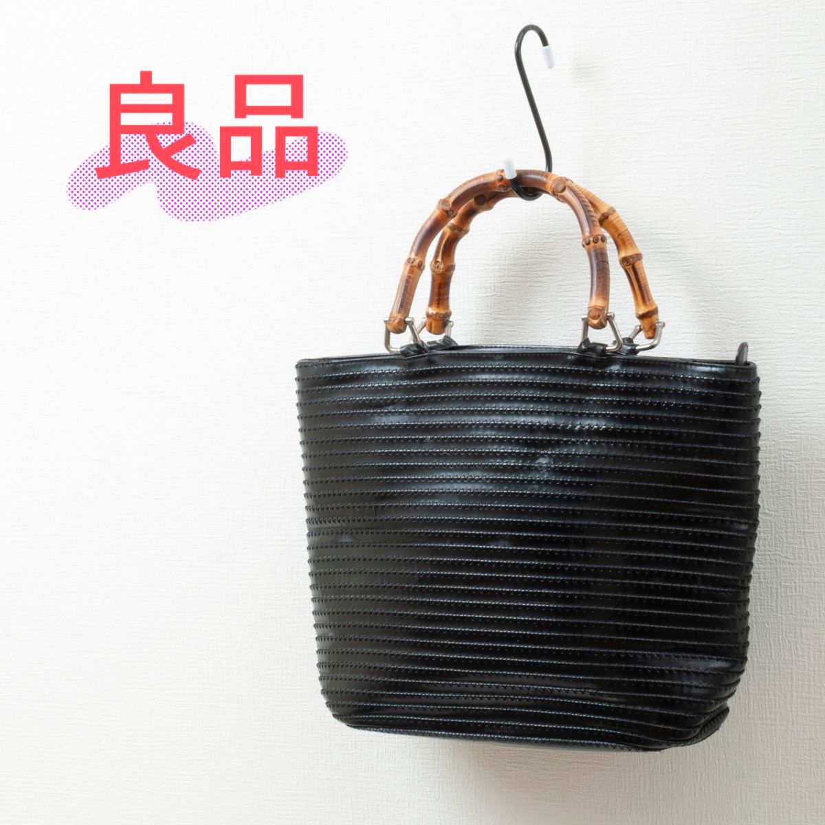 良品】GUCCI (グッチ)バンブー パテントレザー ハンドバッグ 良品】GUCCI (グッチ)バンブー パテントレザー ハンドバッグ