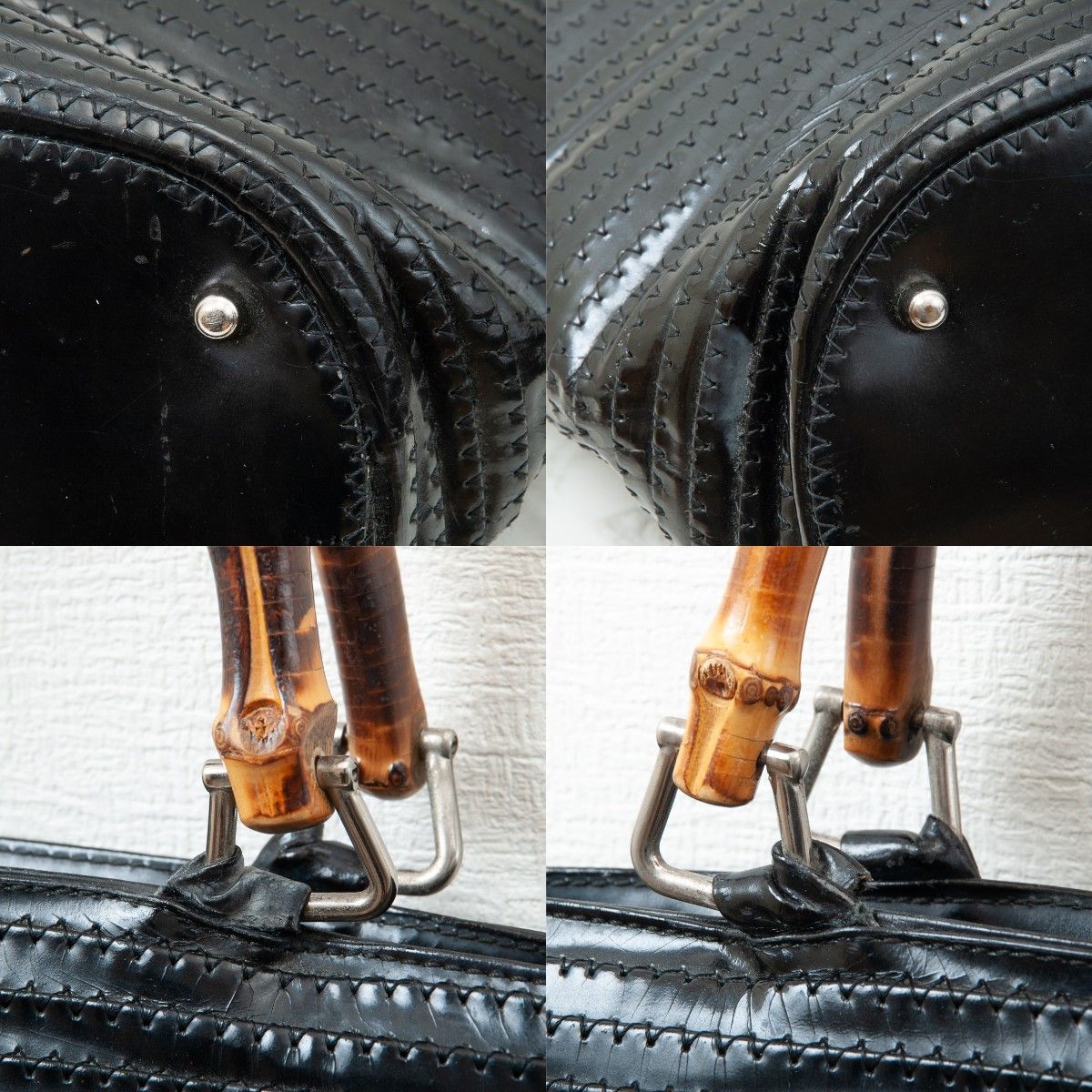 良品】GUCCI (グッチ)バンブー パテントレザー ハンドバッグ 良品】GUCCI (グッチ)バンブー パテントレザー ハンドバッグ