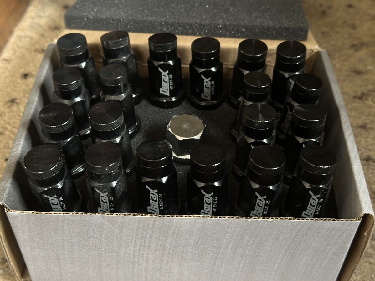 Durax アルミホイールナット ロング 50mm 袋タイプ ロックナット付き M12×P1.25 黒 ２０個の画像7