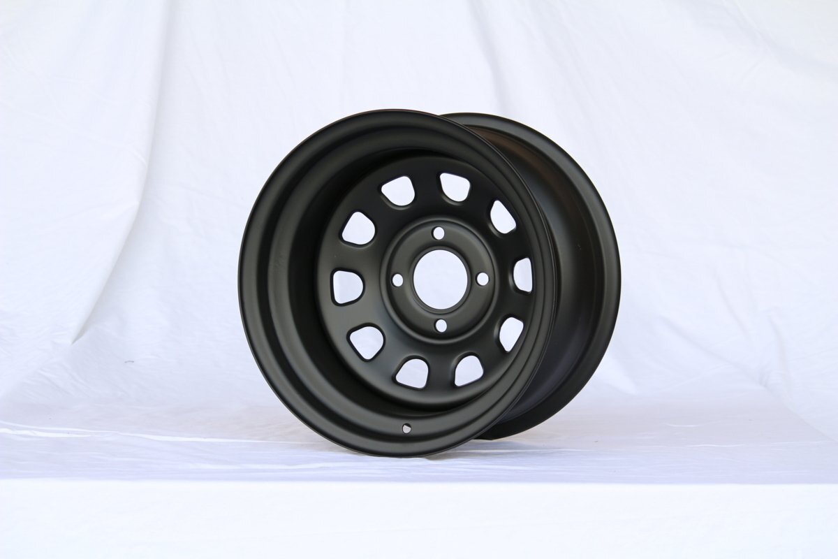 15インチ 鉄ちんホイール 8J -38 4穴 PCD114.3 CB73.1 TE27 TE71 AE86 旧車 シャコタン マットブラック レビン トレノ サニトラ 2本 ○1_画像3