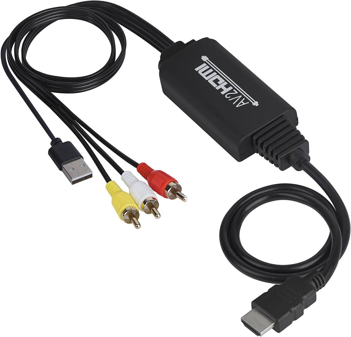 RCA to HDMI 変換ケーブル コンバーター RCA コンポジット 720P 1080P CVBS AV to HDMI 変換 （赤、白、黄） 三色コード の画像1