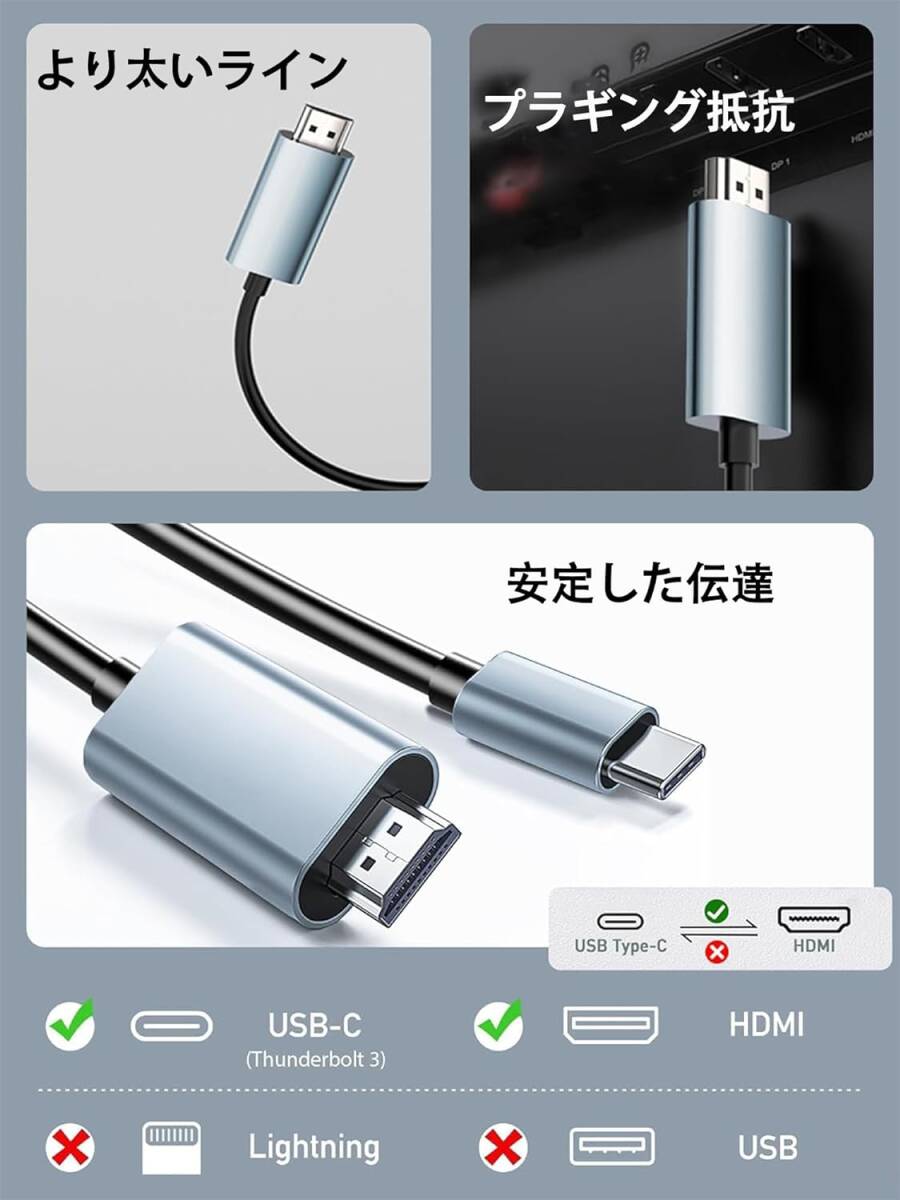 KHkuahai HDMIケーブル タイプc【2024年新登場-8K超高速版】USB C HDMI 2.1 変換ケーブル 2M 8K＠60Hz (4K@144Hz 120Hz に対応) 映像出力