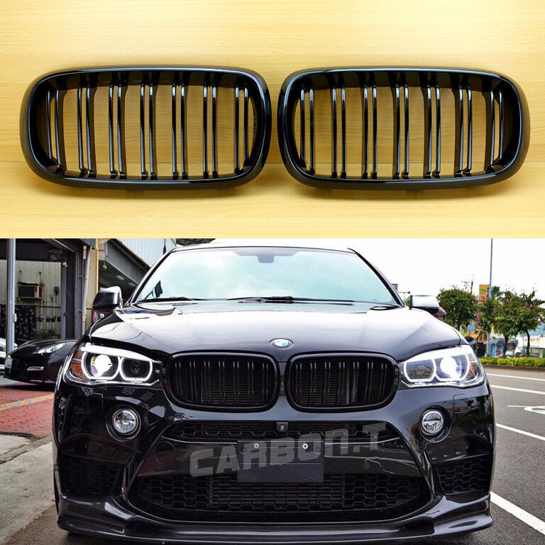 最上級品質▲BMW F15 X5 F16 X6 フロントグリル 光沢黒 セット ABS製 ダブルバー 艶あり黒 2014-2017 在庫 即発送_画像1