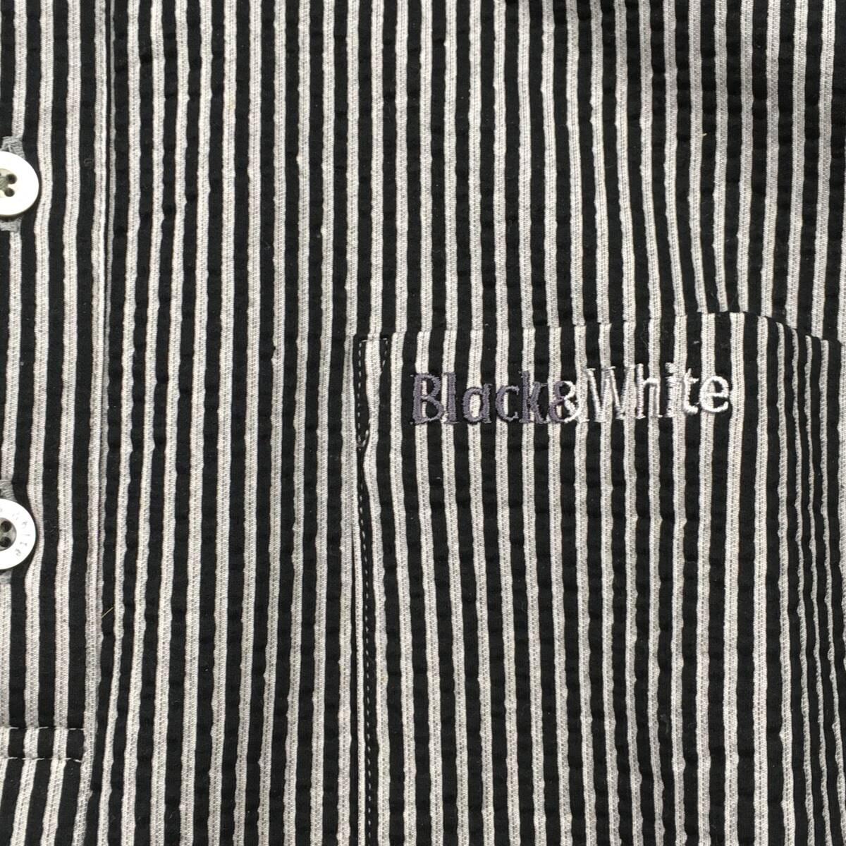  ultimate beautiful goods [Black&White/ black & white ] elegant stripe pattern *sia soccer cloth B.D polo-shirt with short sleeves L thin men's Golf wear made in Japan 