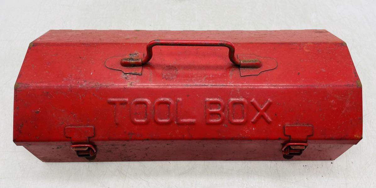 【中古】TOOL BOX 工具箱 ツールボックス 赤色 ビンテージ感 収納 ニッパー ノミ パーツ 混在 現状品 まとめ DM0325Mの画像7