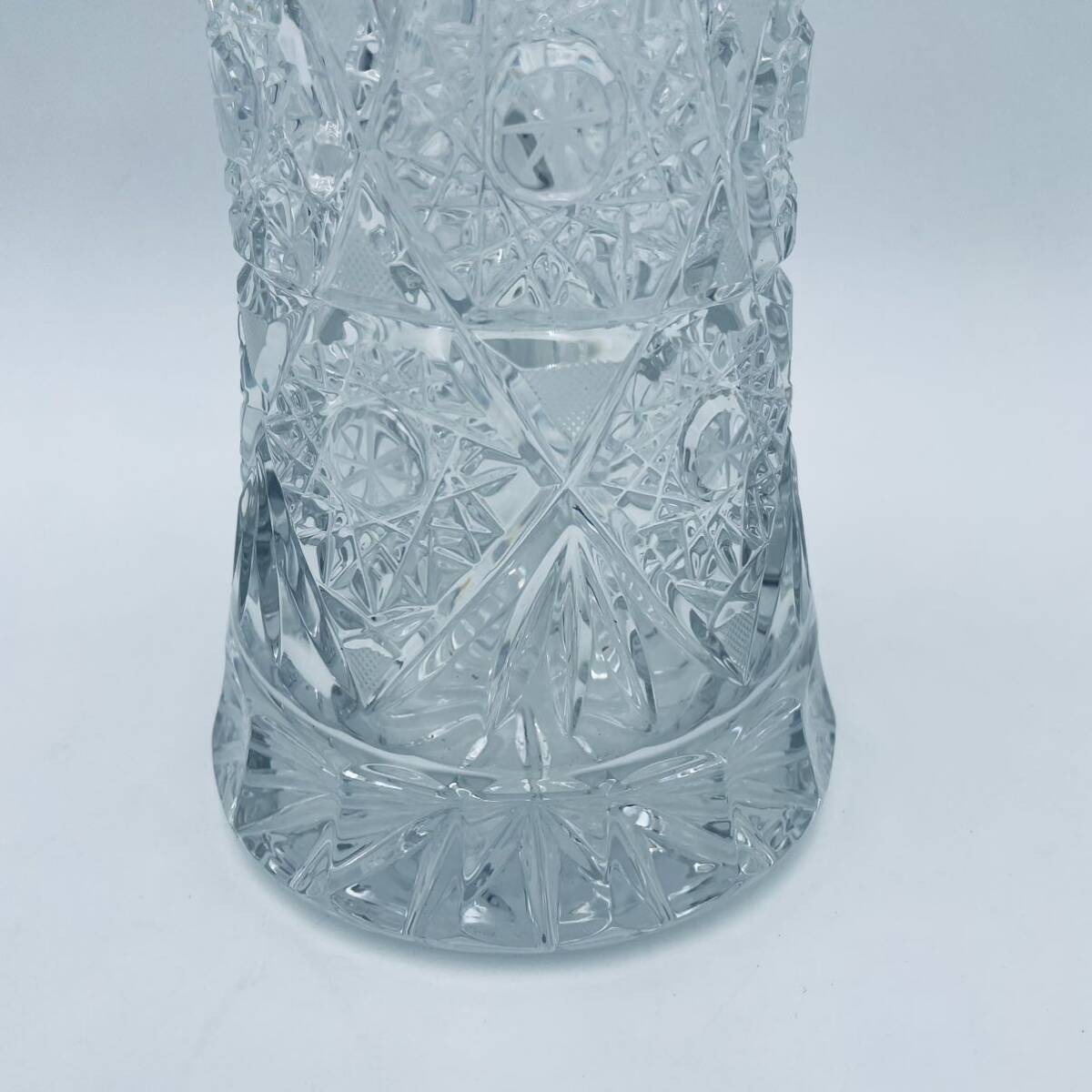 【1円スタート】BOHEMIA GLASS ボヘミアグラス フラワーベース クリスタルガラス 高さ約25cm 花瓶 花入 花生 花器 未使用 保管品 DM0409の画像6