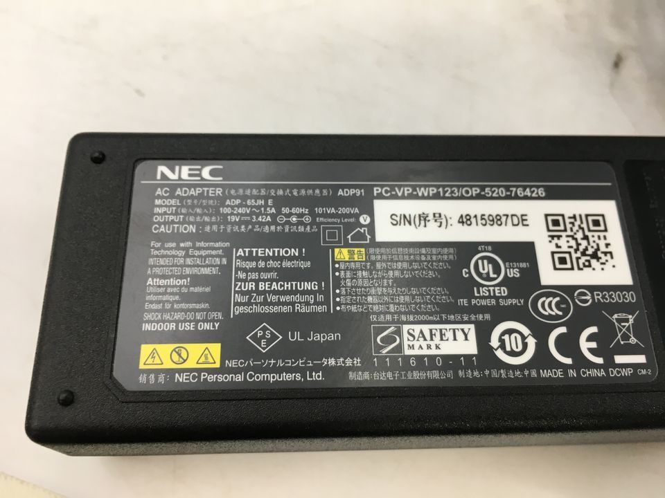 NEC/ノート/HDD 1000GB/第4世代Core i3/メモリ4GB/WEBカメラ有/OS無-240227000822127_付属品 1