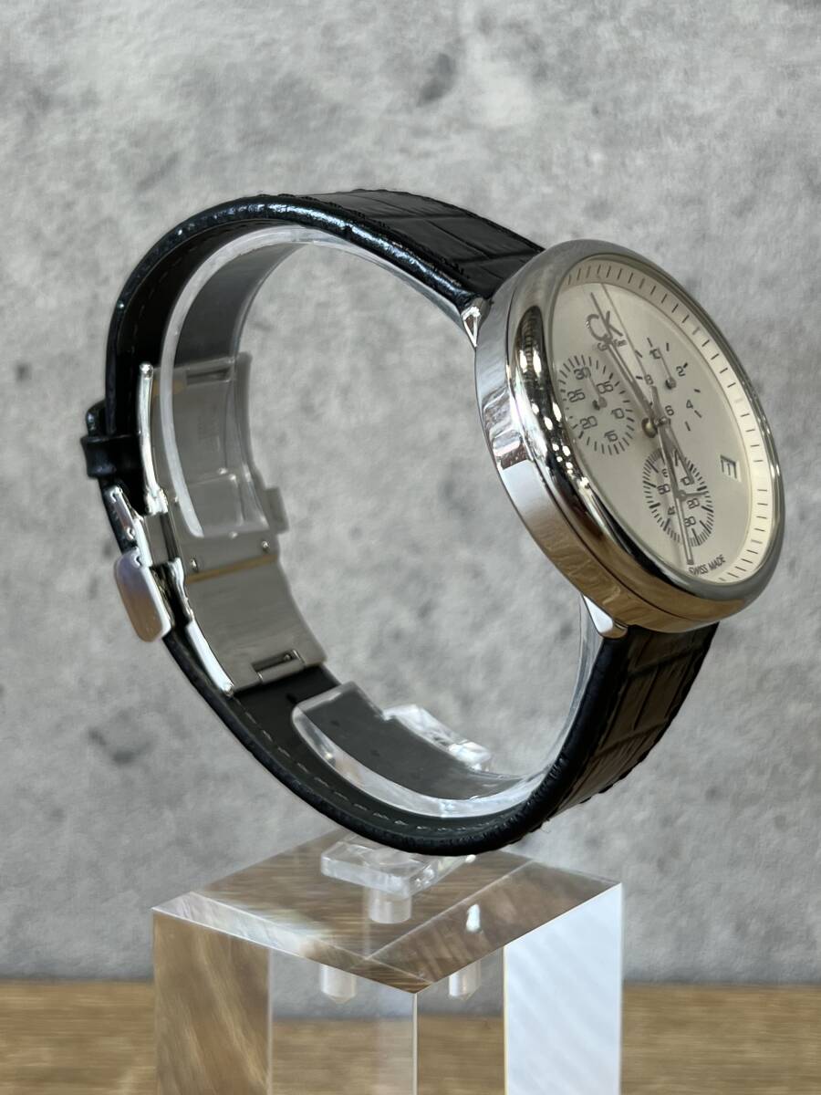 ★H＃3286 Calvin Klein　CK　　カルバンクライン　クォーツ腕時計　腕時計　クロノグラフ　アナログ　中古時計　黒レザーベルト　K2N281♪_画像4