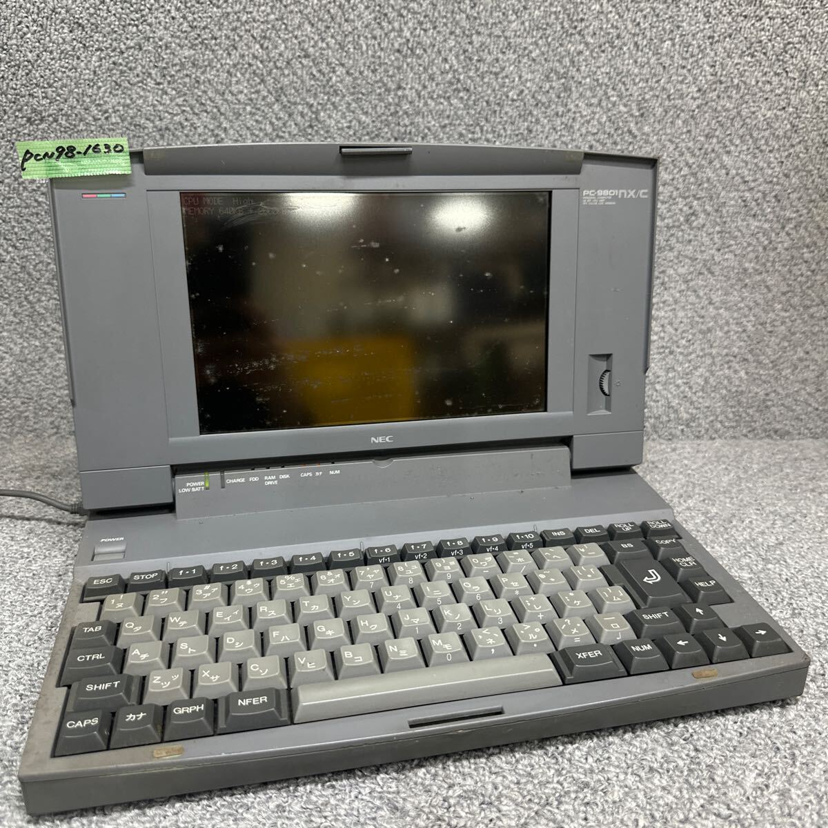 PCN98-1630 激安 PC98 ノートブック NEC PC-9801Nx/C120 起動確認済み ジャンク 同梱可能_画像1