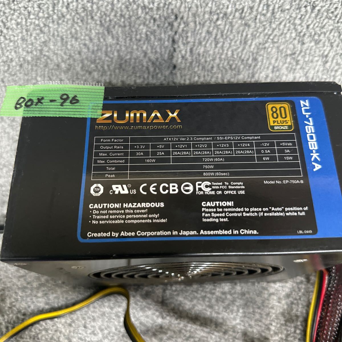 GK super-discount BOX-96 PC power supply BOX ZUMAX ZU-750B-KA 750W 80PLUS BRONZE power supply unit voltage has confirmed secondhand goods 