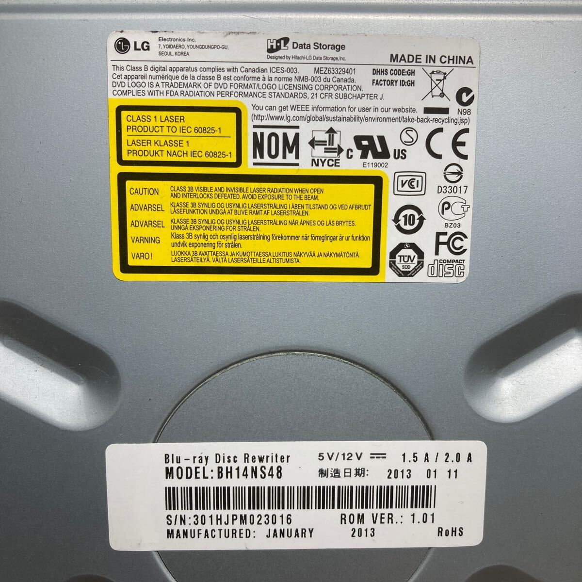 GK супер-скидка DV-213 Blu-ray Drive DVD настольный LG BH14NS48 2013 год производства Blu-ray,DVD воспроизведение подтверждено б/у товар 