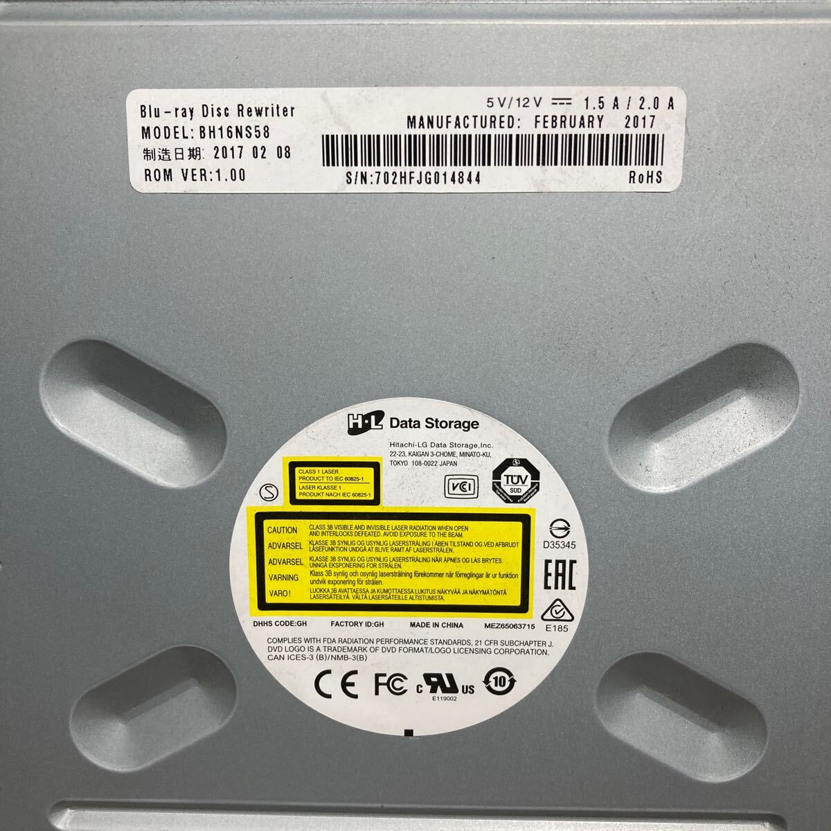 GK 激安 DV-220 Blu-ray ドライブ DVD デスクトップ用 Hitachi LG BH16NS58 2017年製 Blu-ray、DVD再生確認済み 中古品の画像2
