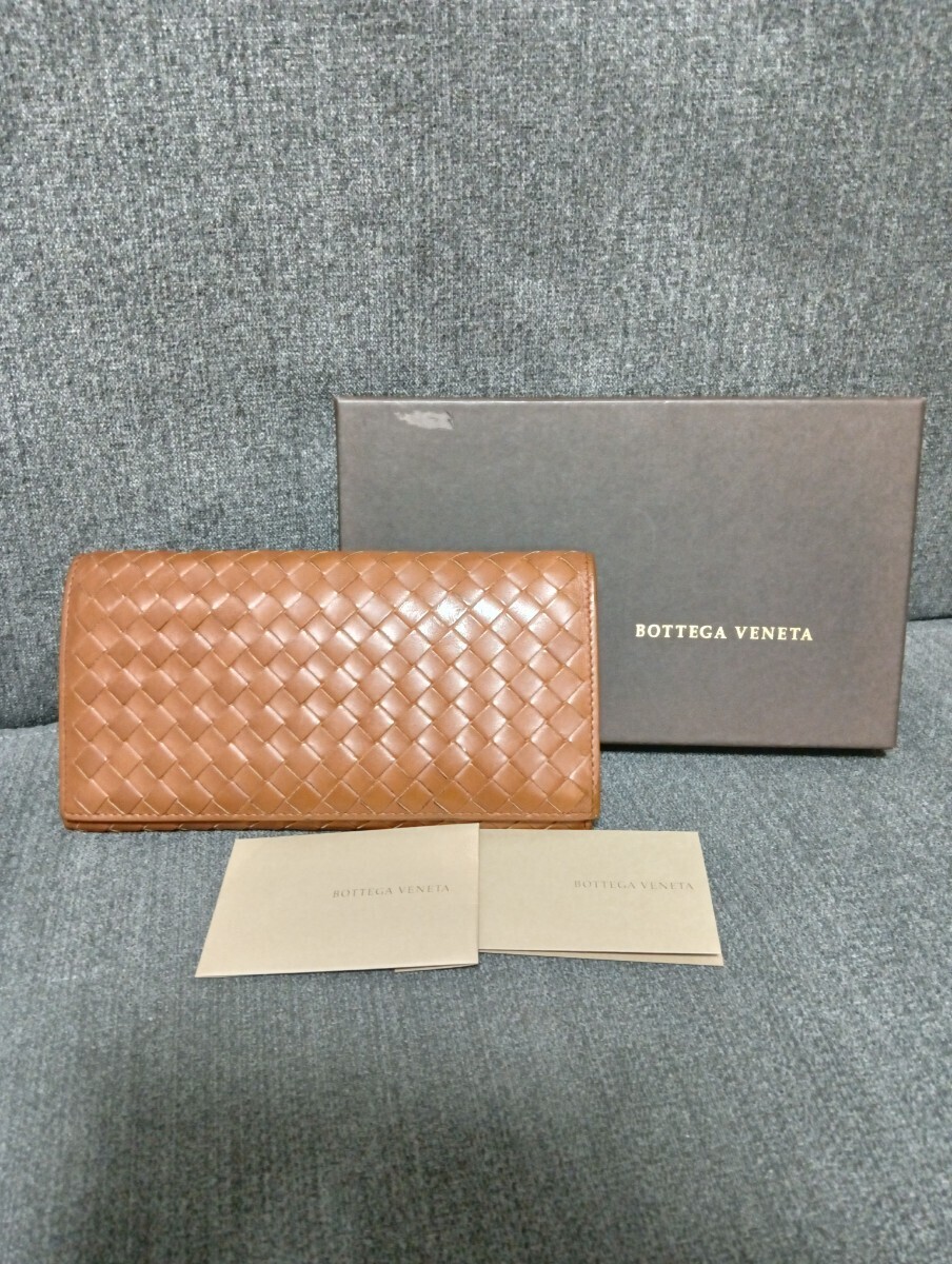 BOTTEGA VANETA ボッテガヴェネタ ボッテガ 長財布 二つ折り箱あり ウォレットWallet 茶色 ブラウン メンズ レディース _画像1