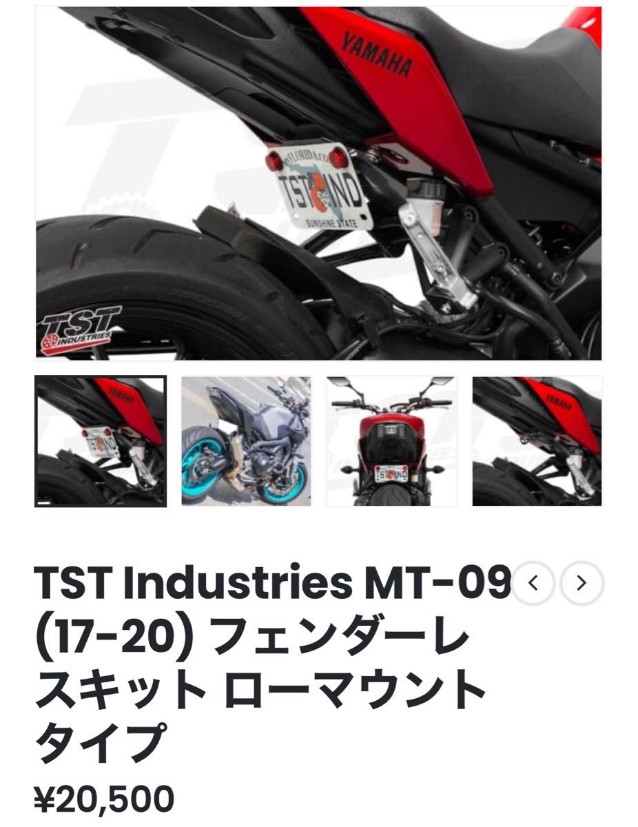 TST Industries MT-09 (17-20) フェンダーレスキット ローマウントタイプ