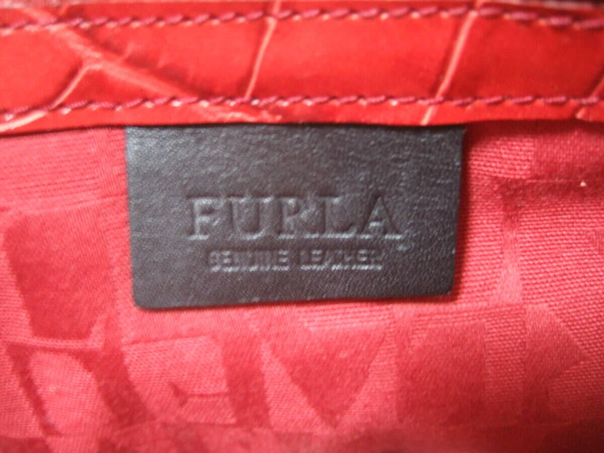 美品 FURLA フルラ ハンドバッグ 本革 レザー RED 赤