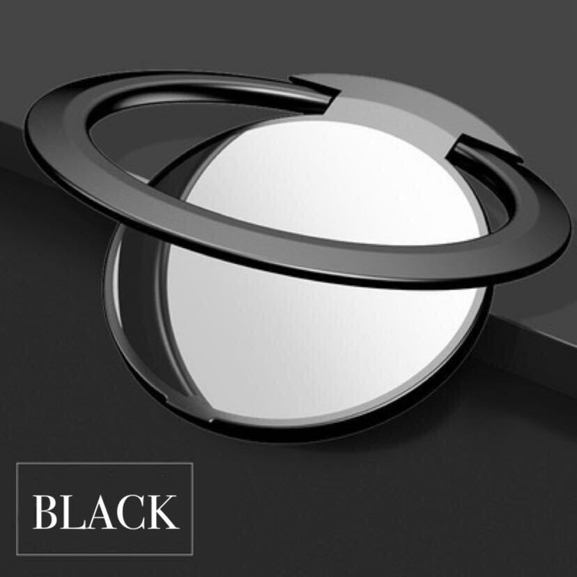 薄型　スマホリング　ブラック　バンカーリング　マグネット　ホールドリング　高性能　スタンド　iPhone　Android 全機種 黒 300円_画像1