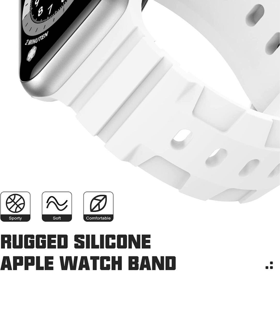 コンパチブル Apple watch バンド 42/44/45/49mm交換用 シリコンバンド スポーツバンド 長さ調整可能 シリコンブラック　白全シリーズ対応