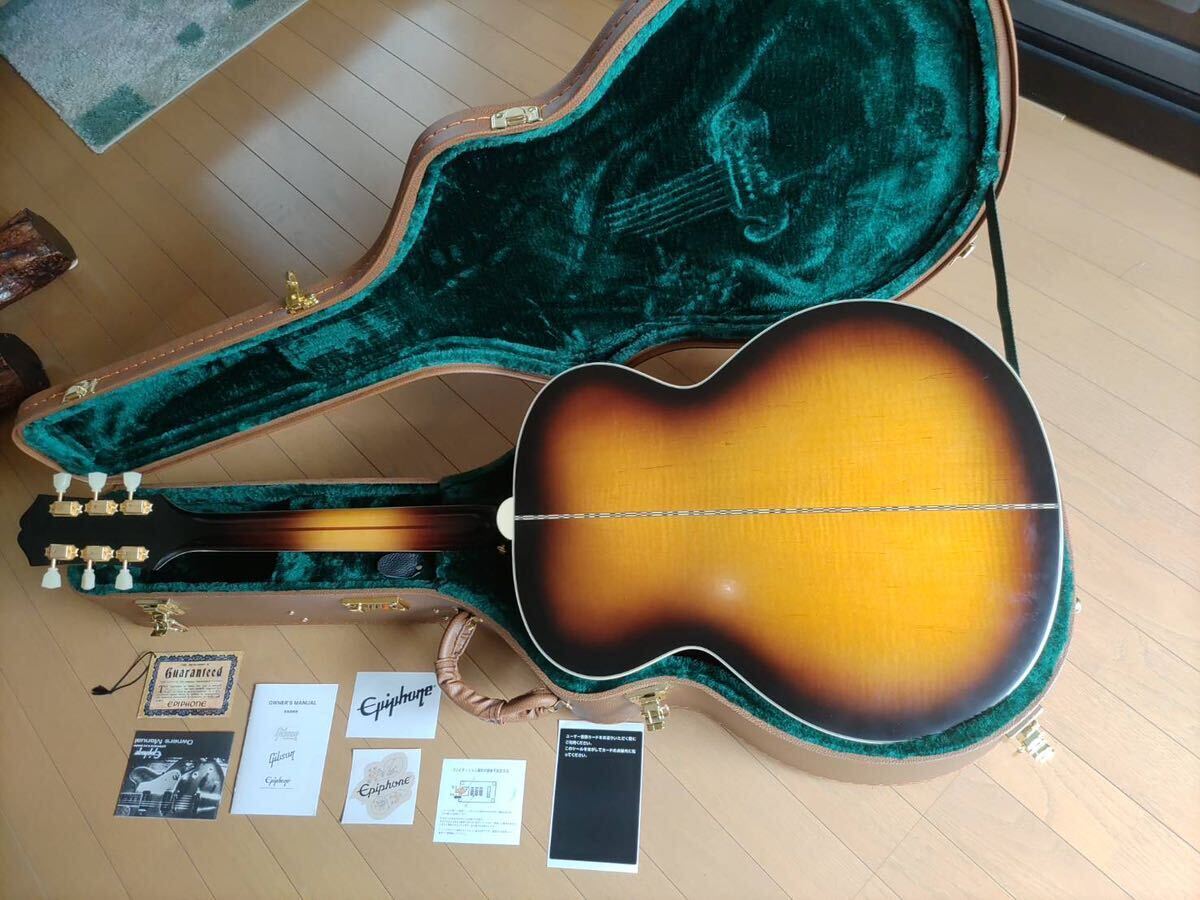 美品　Epiphone Masterbilt エピフォン　J-200（2020年製）オール単板　高級　ダイヤル式ハードケース付き！_画像8