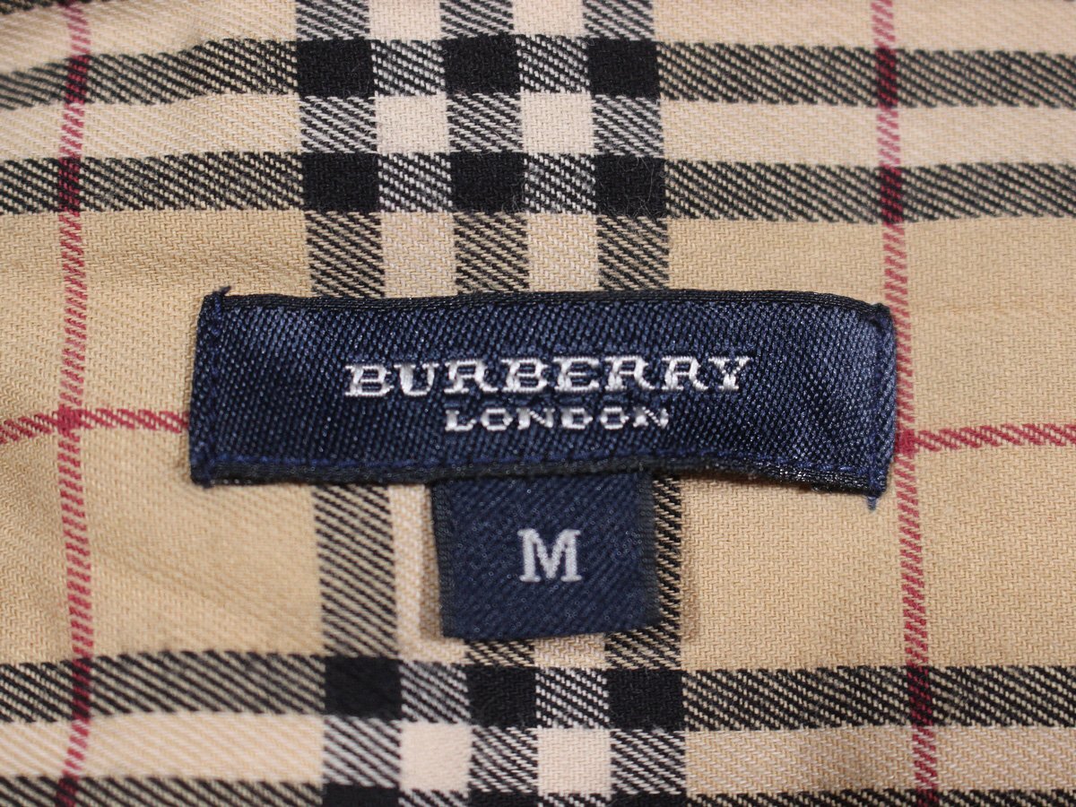 BURBERRY LONDON バーバリーロンドン ホース刺繍 長袖チェックBDシャツ ストレッチ M_画像3