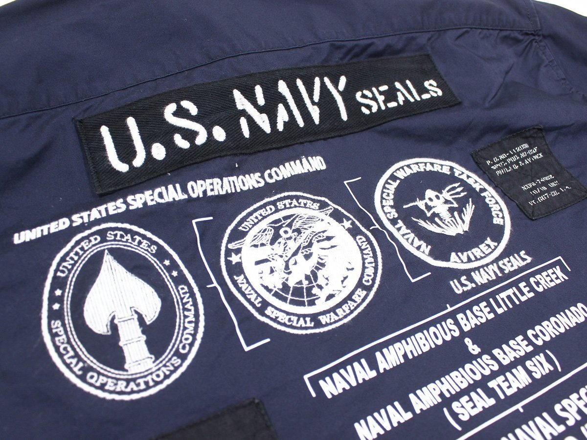 AVIREX アヴィレックス U.S. NAVY SEALS 長袖ミリタリーシャツジャケット 2XL ビッグサイズ ネイビーの画像4