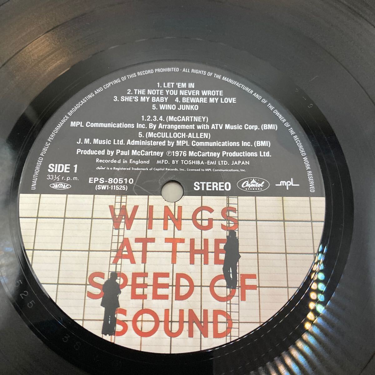再生良好 LPレコード「ポール・マッカートニー&ウイングス / スピード・オヴ・サウンド / EPS-80510」_画像7