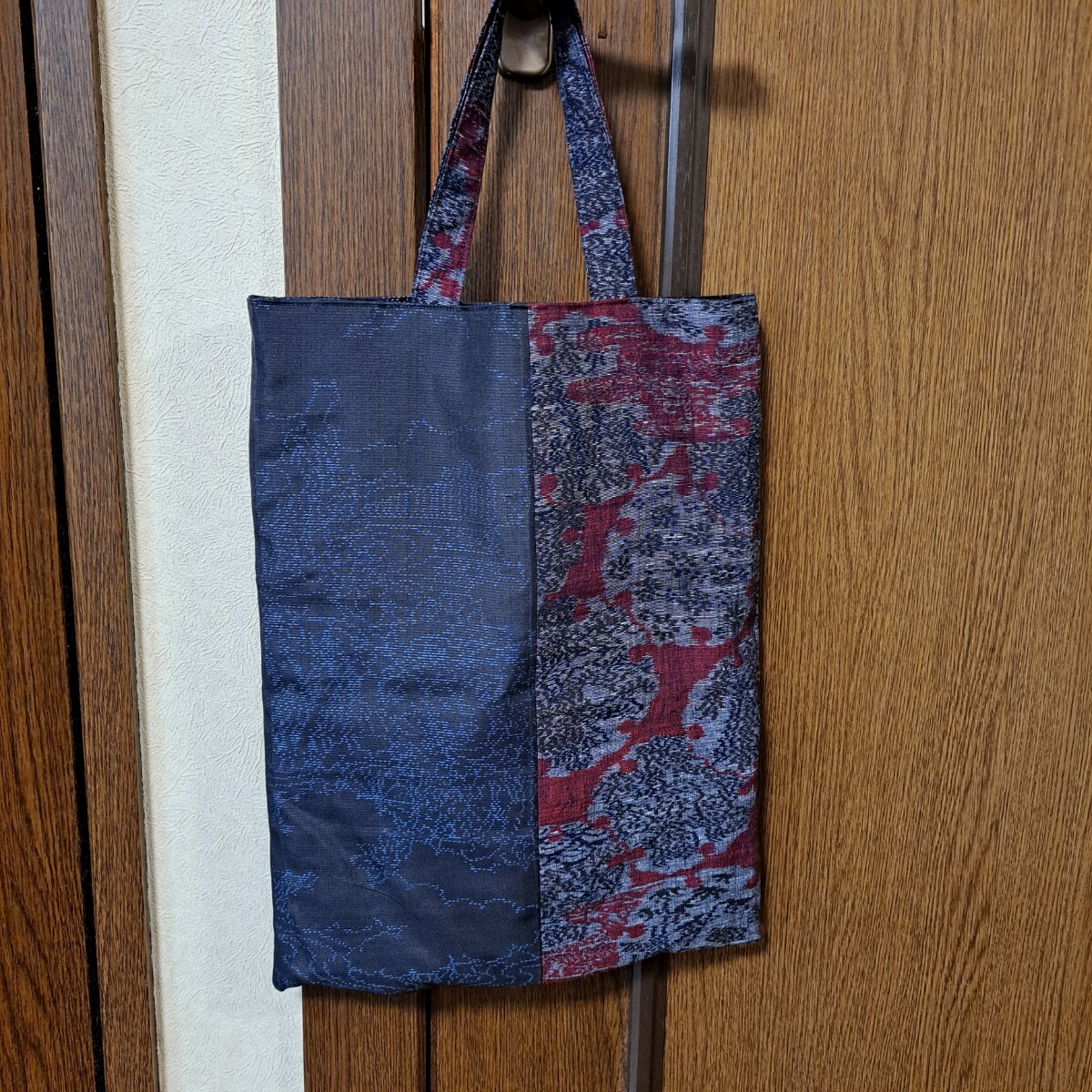 * kimono remake / hand made / pongee, Ooshima pongee / tote bag / eko back / one point thing * tote bag hand made 