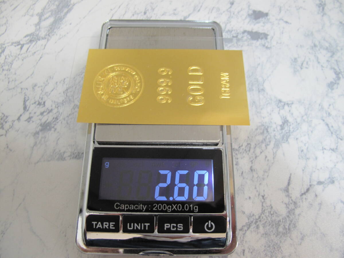 純金1ｇカード 徳力 TOKURIKI１g 999.9 ラミネート GOLD ゴールド 24金 K24 純金カード 　総重量2.6ｇ_画像6