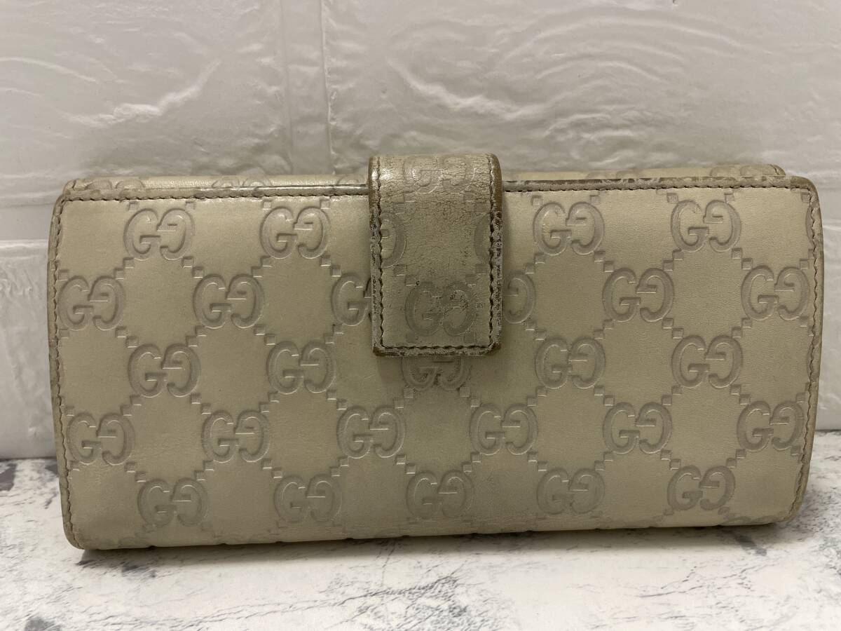 GUCCI グッチ 112715 グッチシマレザー 長財布 Wホック GG柄 2つ折り 箱付き USEDの画像3