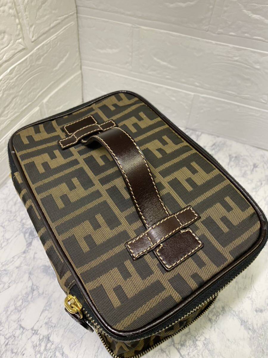 フェンディ FENDI ズッカ バニティバッグ ハンドバッグ 26554 ベージュ ブラウン キャンバス レザー _画像3