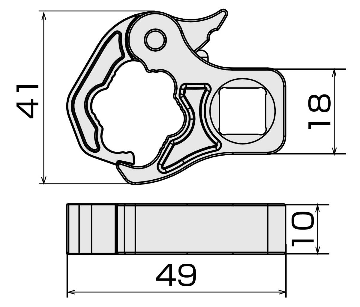 トネ(TONE) クイックオープンクロウフットレンチ 3QCF-19 差込角9.5mm(3/8”) 二面幅19mm_画像4