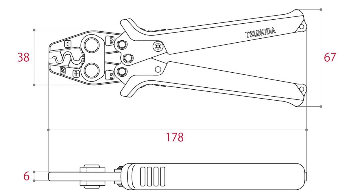 ツノダ(Tsunoda) 圧着工具 リングスリーブ用[電気工事技能試験必携工具] TP-RS JIS コンパクト_画像6