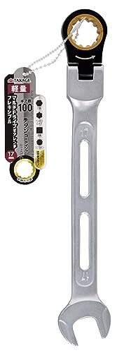 高儀 TAKAGI マルチ ドライブ ギア レンチ フレキシブル 17mm ラチェットレンチ 首振り180° ギア数100 本締め 軽量 作業工具 ボルト_画像1