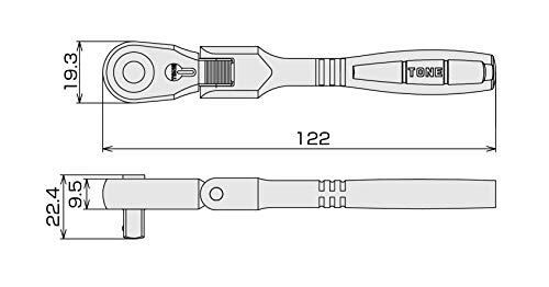 トネ(TONE) コンパクト首振ラチェットハンドル(ホールドタイプ) RH3FCH 差込角9.5mm(3/8”)_画像5