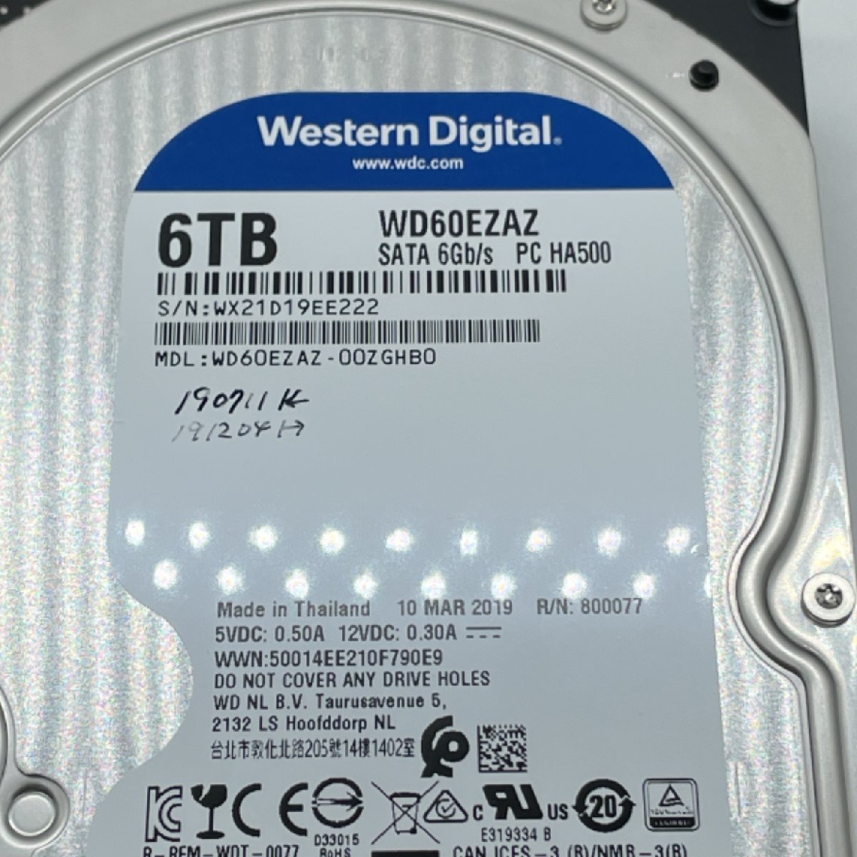 WD Western Digital DTP PC HDD増設 6TB 3.5インチ WD60EZAZ SATA フォーマット済 使用時間3483時間 電源15回【道楽札幌】の画像2