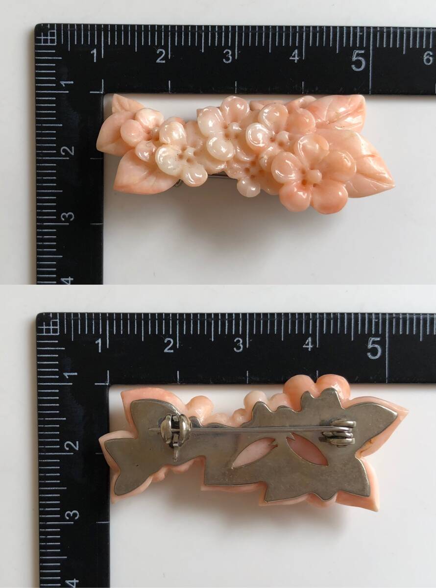 本珊瑚 サンゴ 帯留 ブローチ タイピン 薔薇 花彫刻 枝 ルース 素材 おまとめ