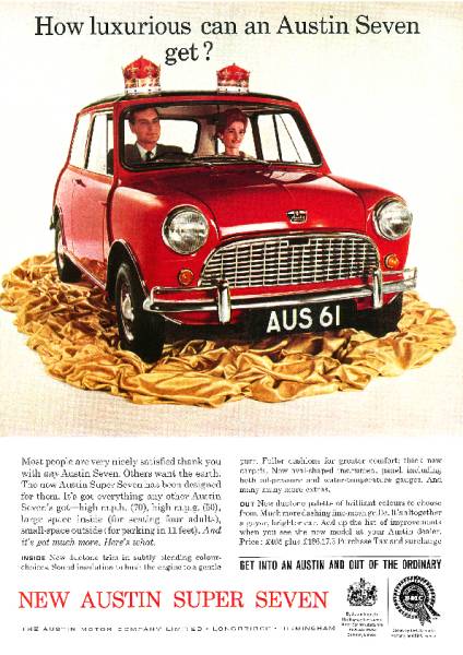 *1962 год. автомобиль реклама Mini Austin MINI