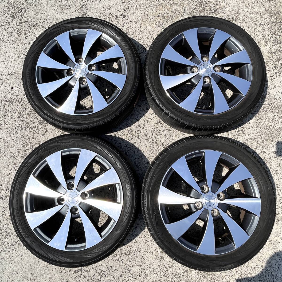 マツダ純正ホイール　YOKOHAMA　BluEarth RV02 165/55R15 タイヤホイール4本セット　フレアカスタム　AZワゴンカスタム ワゴンR等_画像1