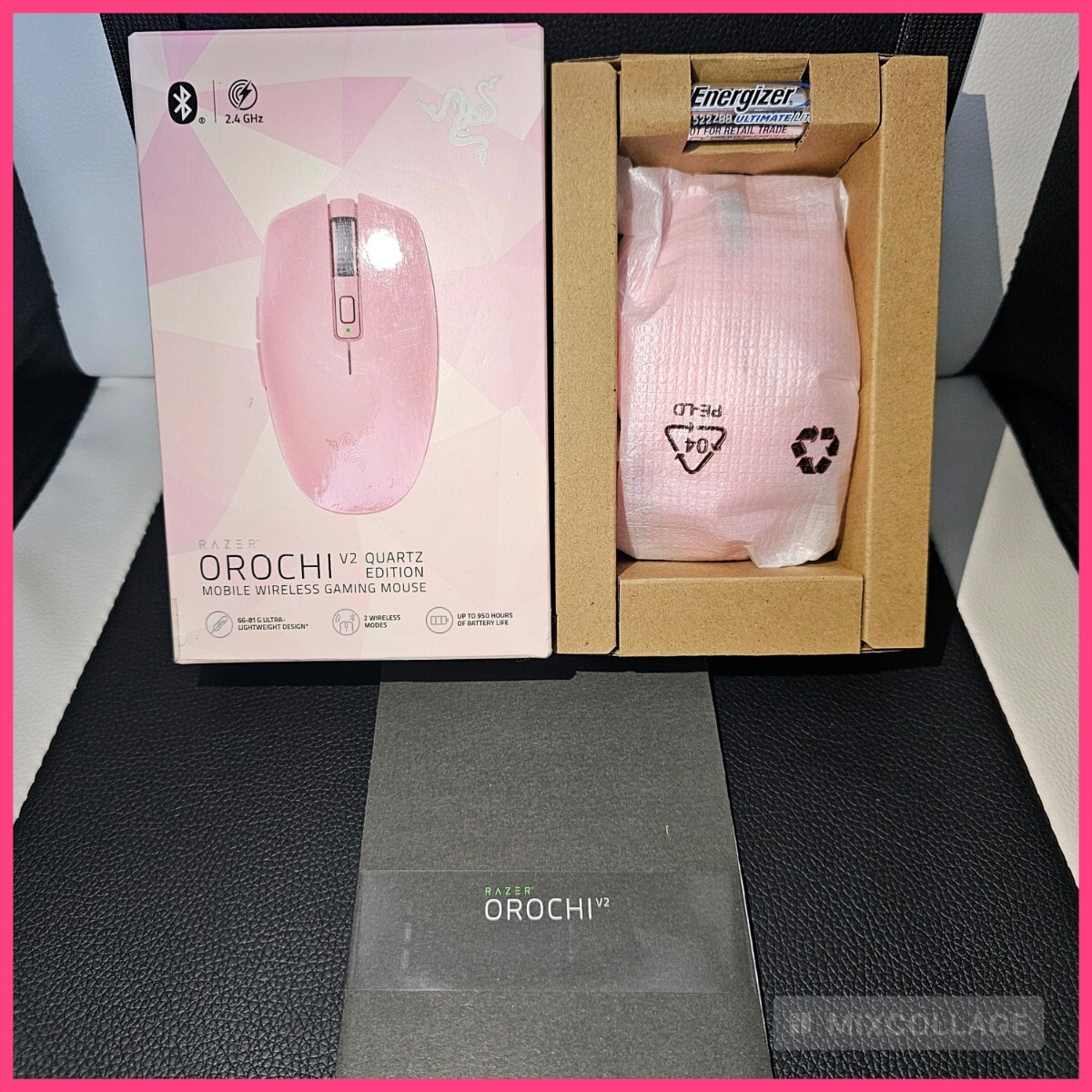 一度使用★Razer レイザー Orochi V2 Quartz Pink 軽量 ワイヤレス ゲーミングマウス 無線 HyperSpeed Bluetooth 第2世代 18000 DPI ピンクの画像2