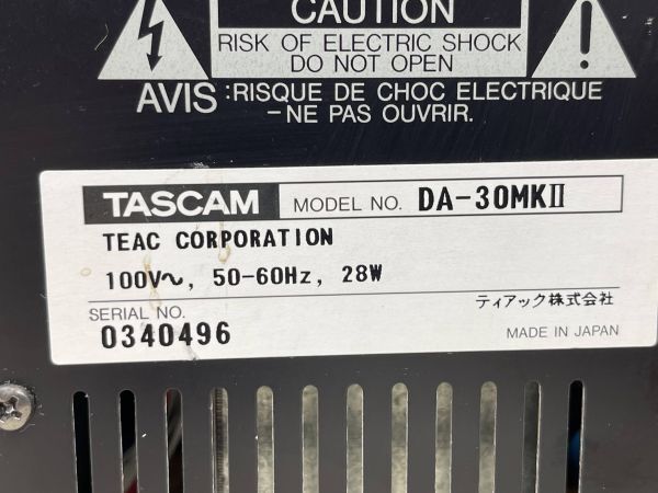 1円 TASCAM TEAC DATデッキ 業務用 DA-30 mkⅡ 通電確認 ジャンク ブラック ラックマウント オーディオ機器 タスカム ティアック 即日配送