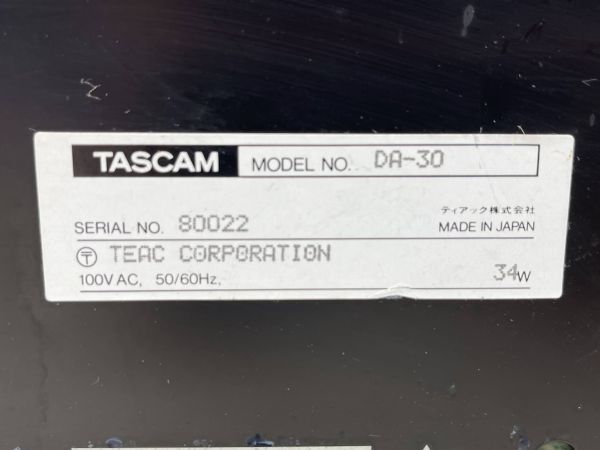 1円　TASCAM TEAC DATデッキ 業務用 DA-30 通電確認のみ ジャンク ブラック ラックマウント オーディオ機器 タスカム ティアック 即日配送