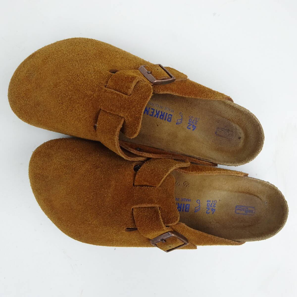 良品 ビルケンシュトック ボストン スエードレザー ミンク ライトブラウン BIRKENSTOCK Bostonサイズ42 サンダルシューズの画像10