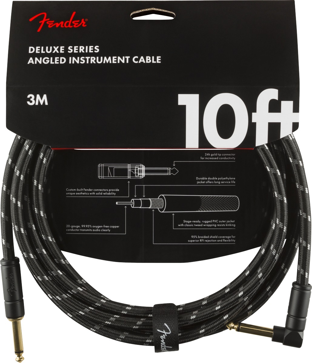 Fender フェンダー DELUXE TWEED CABLE Deluxe Series Instrument Cable, Straight/Angle, 10', Black Tweed 3m　_画像1