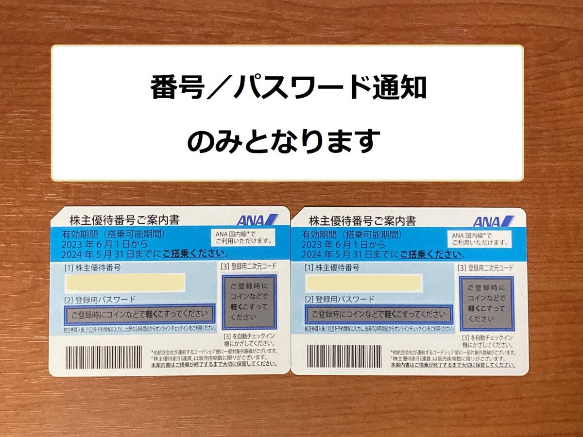 ★１円スタート★ＡＮＡ全日空株主優待券２枚セット【有効期限２０２４年５月末】（青）★番号・パスワード通知限定 (240502)の画像1