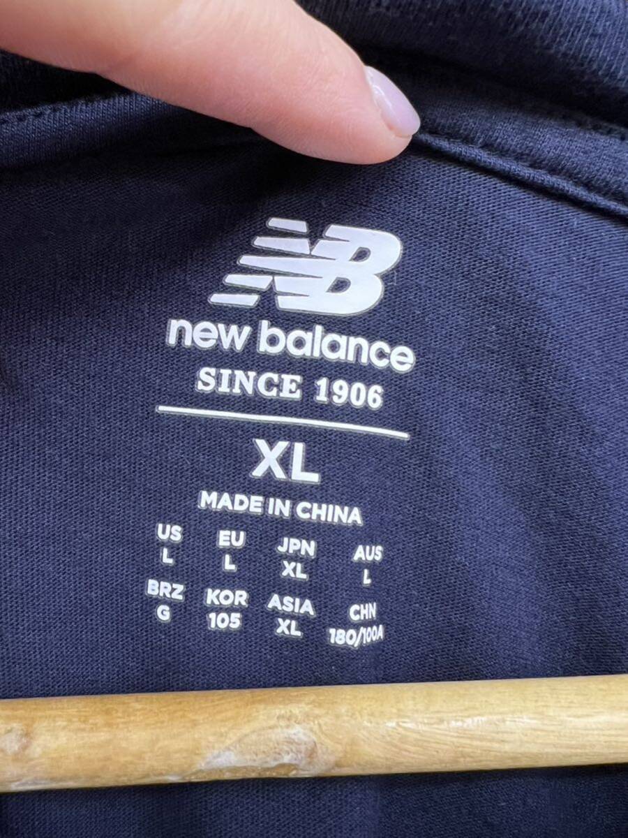 XL new balance ニューバランス ネイビー 半袖Tシャツ 半袖 Tシャツ カットソー トップス ロゴ ロゴTシャツ_画像4